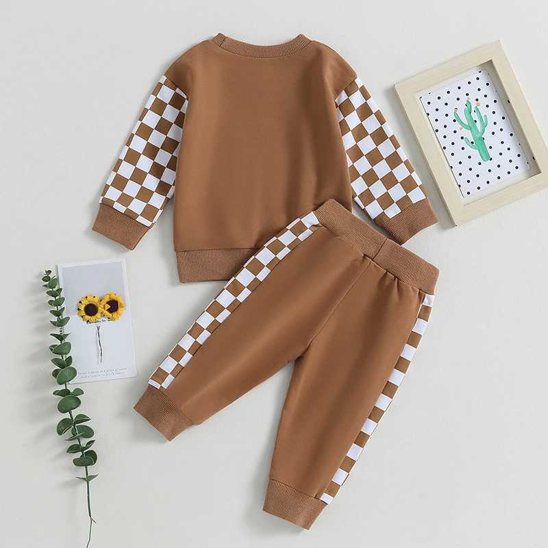Clothing Sets 0-3Y Infant Newborn Baby Boy Clothes Checkerboard Patchwork Sweatshirts And Pants 2pcs Outfit Cotton Baby Autumn Clothing Sets