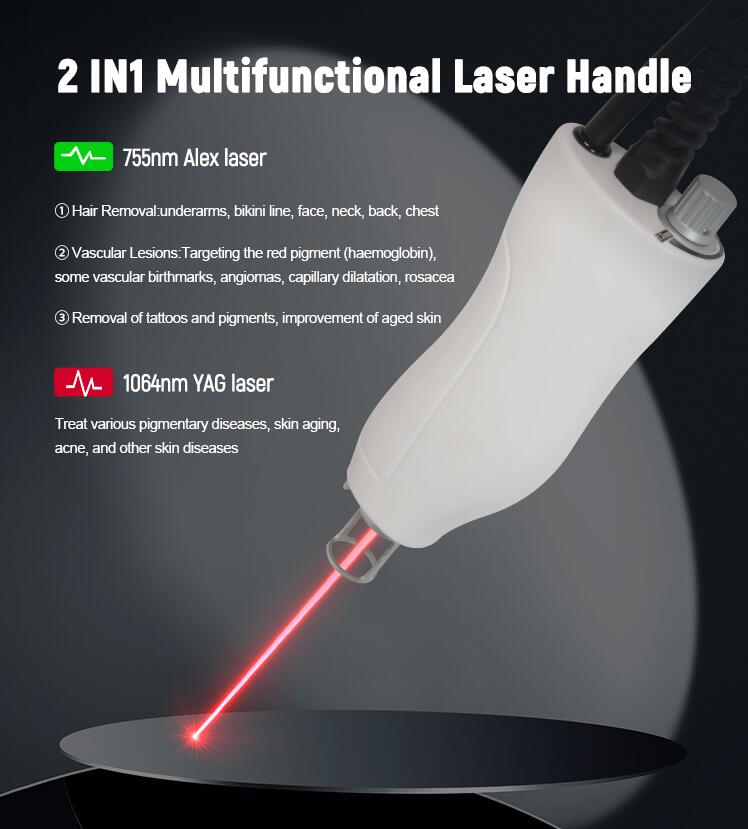 High quality 1064nm 755nm ALEX ND YAG laser hair removal laser tattoos removal acne pigment freckles removal spider veins Rosacea removal laser beauty