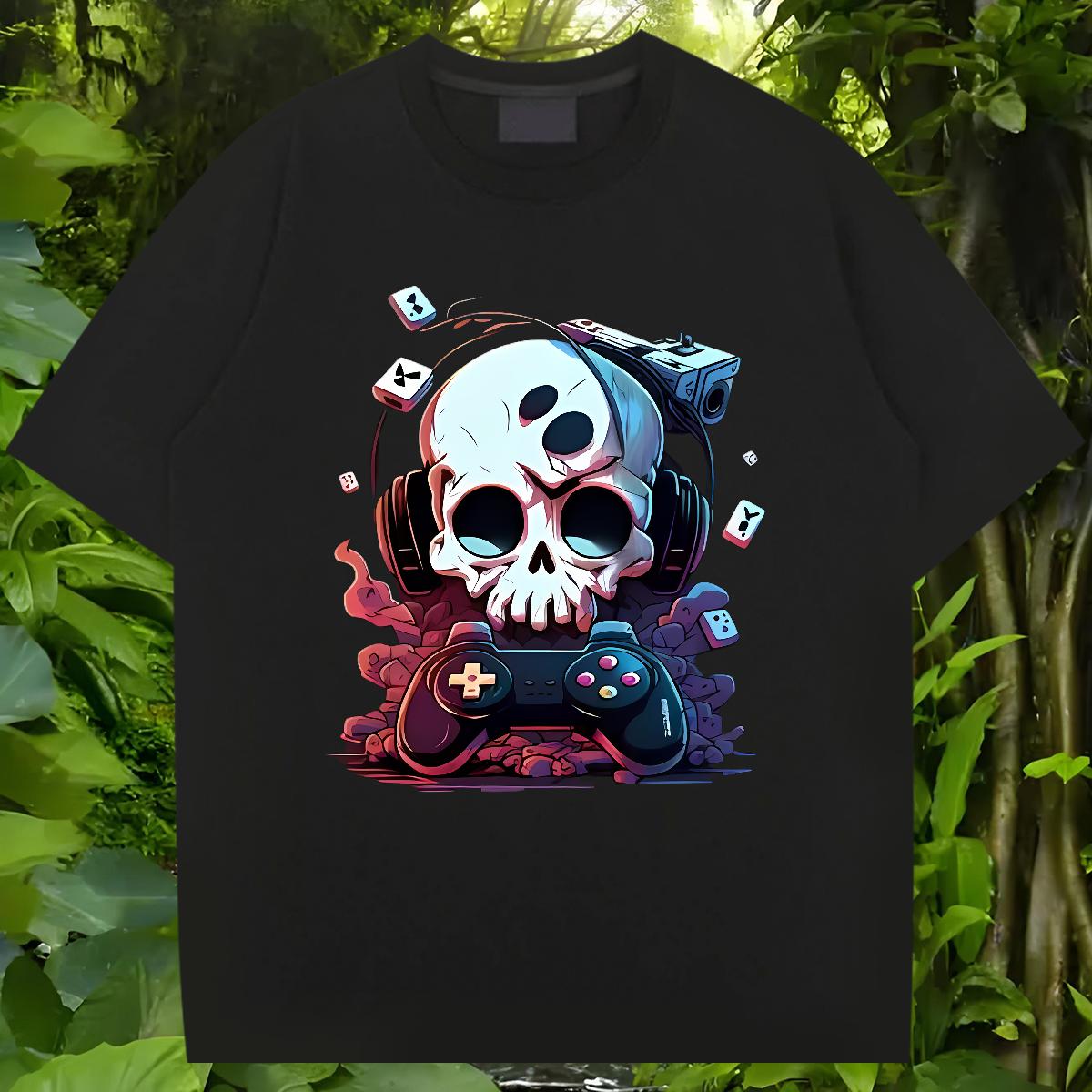 Wholesale Mens T Shirts Skeleton 230g Cotton Street wear Hip Hop Breathable Crew Neck Men Tshirts 2024 DIY Anime Tees Shirts