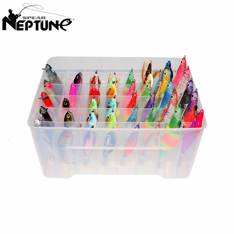 40 Grids Plastic Fishing Tackle Box Lined Webfoot Octopus Egi Storage Organizer Squid Jig Hard Lure Sea Tool Case 240716