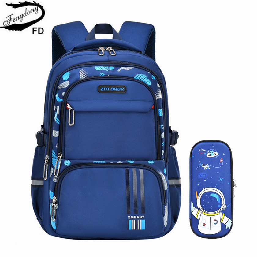 Fengdong elementary student backpack set boys large school backpack big hard pencil cases school luminous backpack many pockets