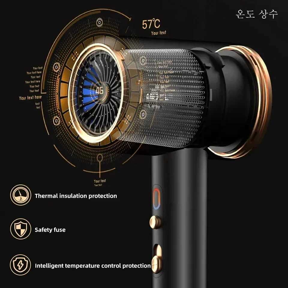 Professional Hair Dryer Hot Cold Wind Air Brush Hairdryer Negative Lonic Blow Dryer Strong PowerDryer Salon Tool 2400W 3th GearBkl240717