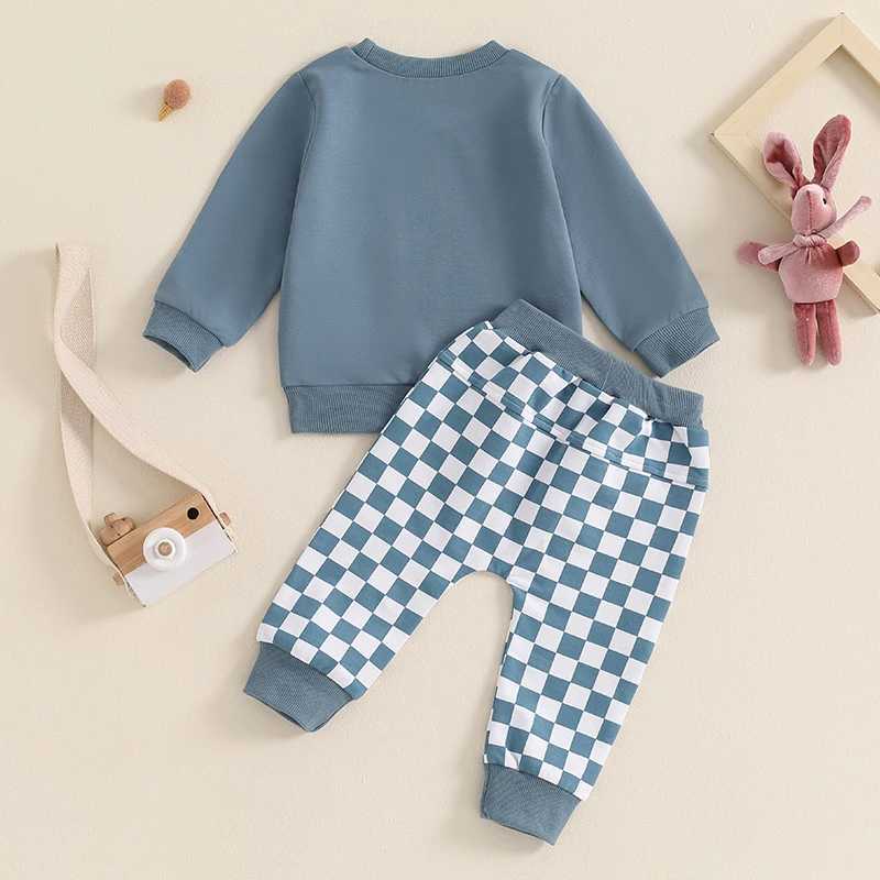 Clothing Sets Autumn New Baby Boy Clothes Fall Toddler Outfits Long Sleeve O Neck Pullover Tops Checkerboard Print Pants 2PCS Set