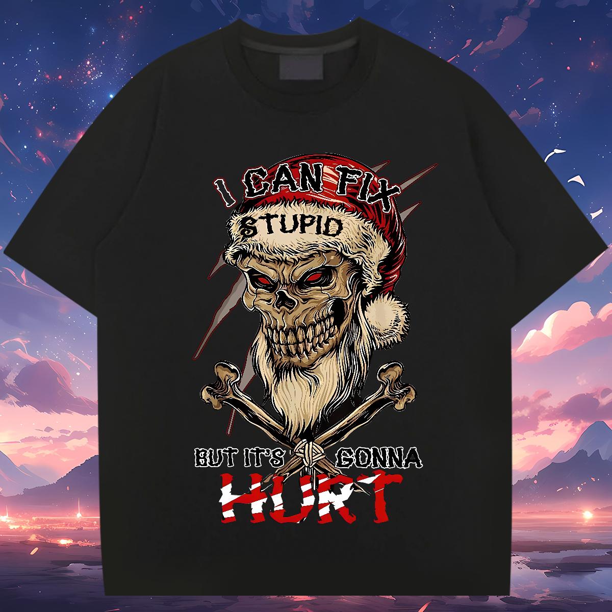 Designer Tshirts Skeleton 230g 100% Cotton Crew Neck Cotton Breathable Daily Outfit T Shirts Men Anime Print Fashion Designer Tees Shirts