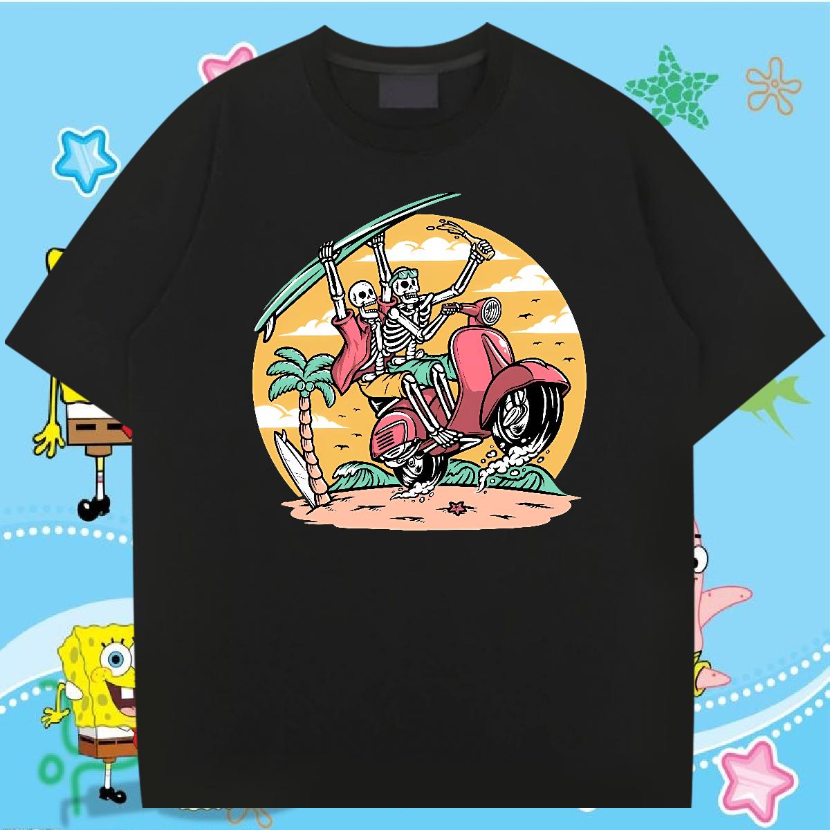 Soft T Shirts Men Skeleton 100% Cotton 230g Sport Cotton Breathable Men Tshirts Custom White Plus Size Tee Shirt