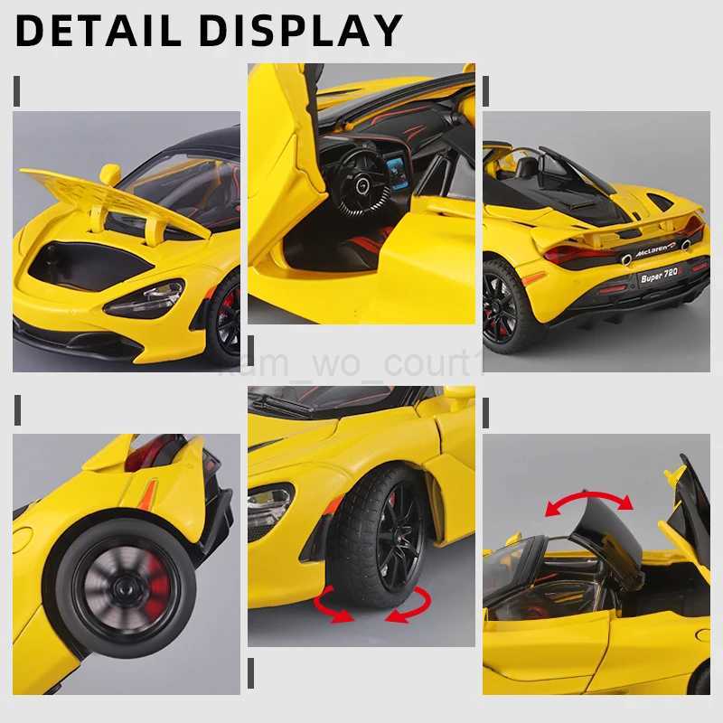 Mclaren 720s 1 24 Super Sportcar Sound Light Miniatures Alloy Diecast Model Car Presents For Boyfriend Toys For Kid Gift MetalM240717