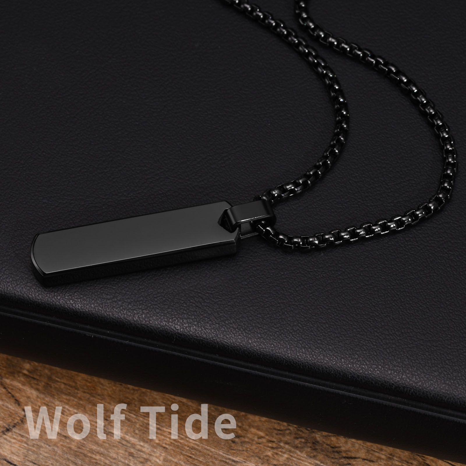 Initial Bar Necklace for Him Men Thick Geometric Vertical Pendant with A-Z Letters Custom Name English Letter Necklace DIY Punk Jewelry Gift Casual Si