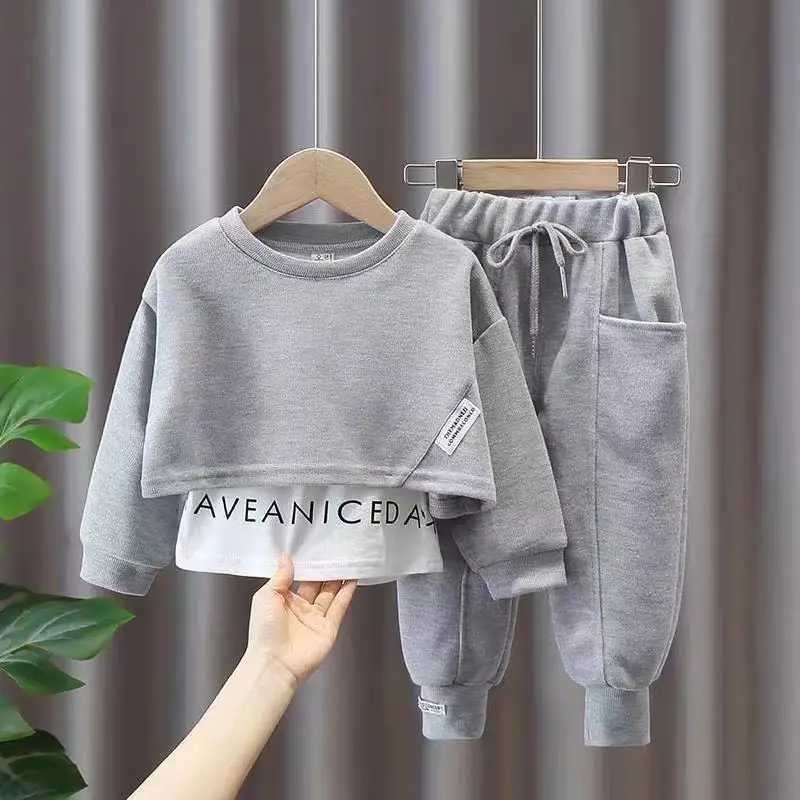 Clothing Sets Girls Set 2023 New Spring and Autumn Fashionable Childrens Wear Korean version Childrens Sports and Leisure Two Piece Set