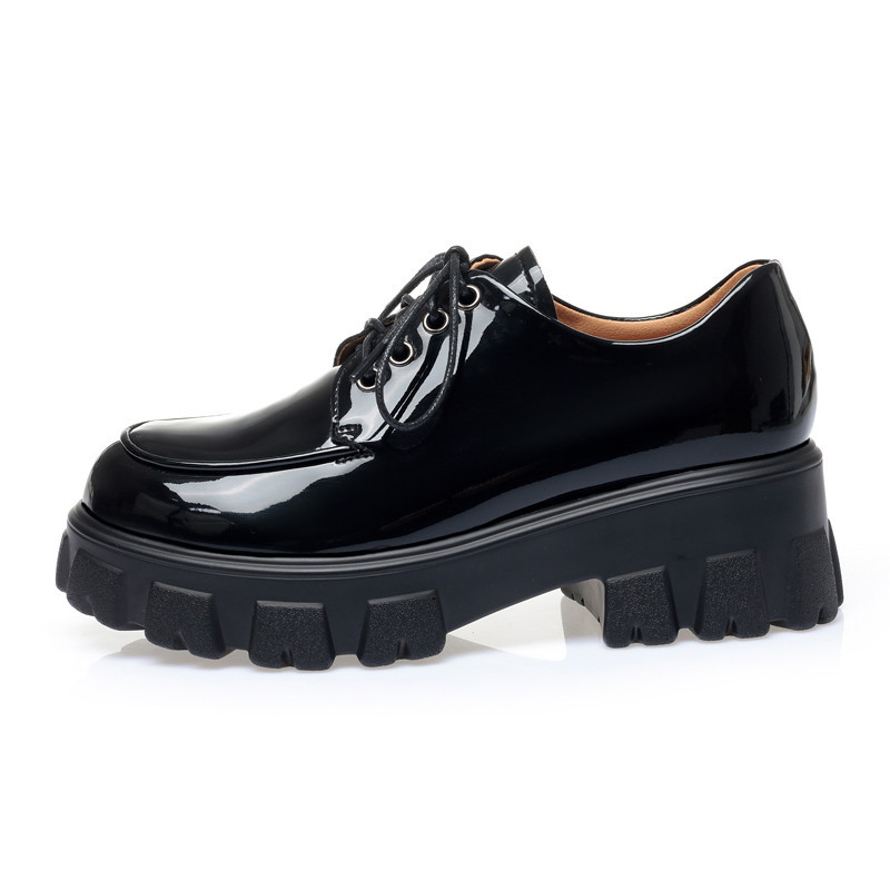 AIYUQI Shoes Loafers Women Platform Genuine Leather Ladies Casual Shoes Lace Up British Style Student Shoes Girls