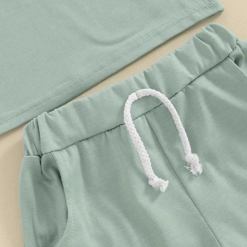 Clothing Sets Toddler Infant Boys Summer Outfits Solid Color Short Sleeve T-Shirt Tops and Elastic Waist Shorts 2Pcs Clothes Set