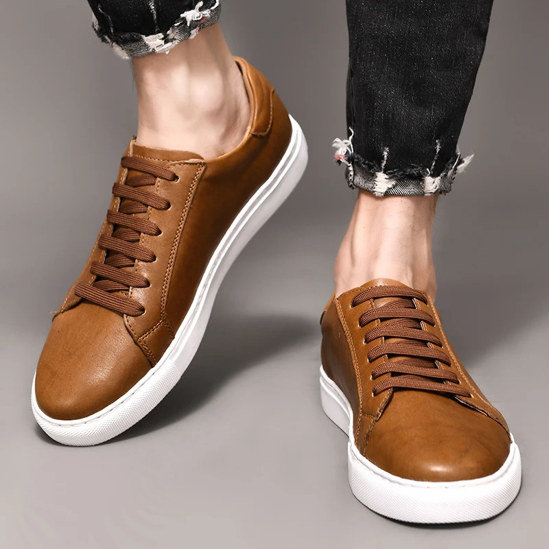 Mens shoes genuine leather casual shoes fashionable sports shoes British style denim leather mens shoes mens shoes 240715