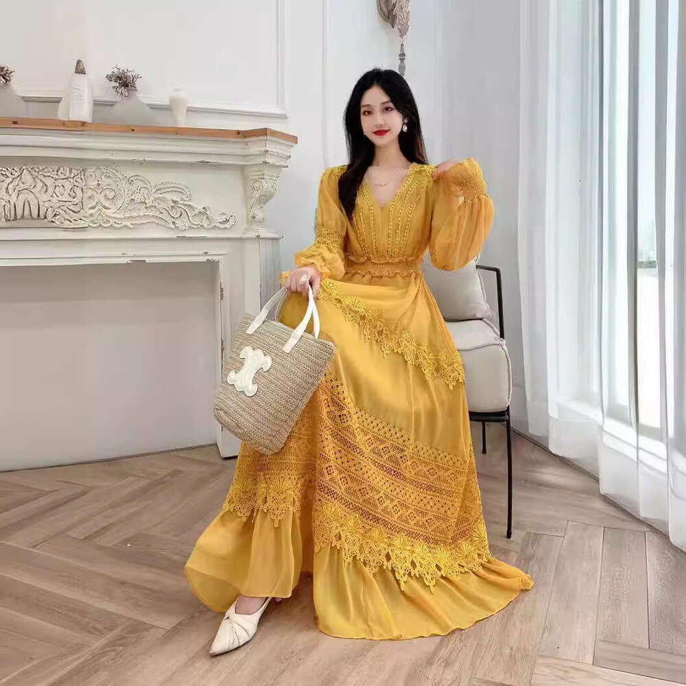 Waist Tied Dress, Spring/summer Womens Clothing, Early 2023, New Heavy Industry Large Swing Long Skirt, Elegant and Unique Skirt Temperament Oversize 