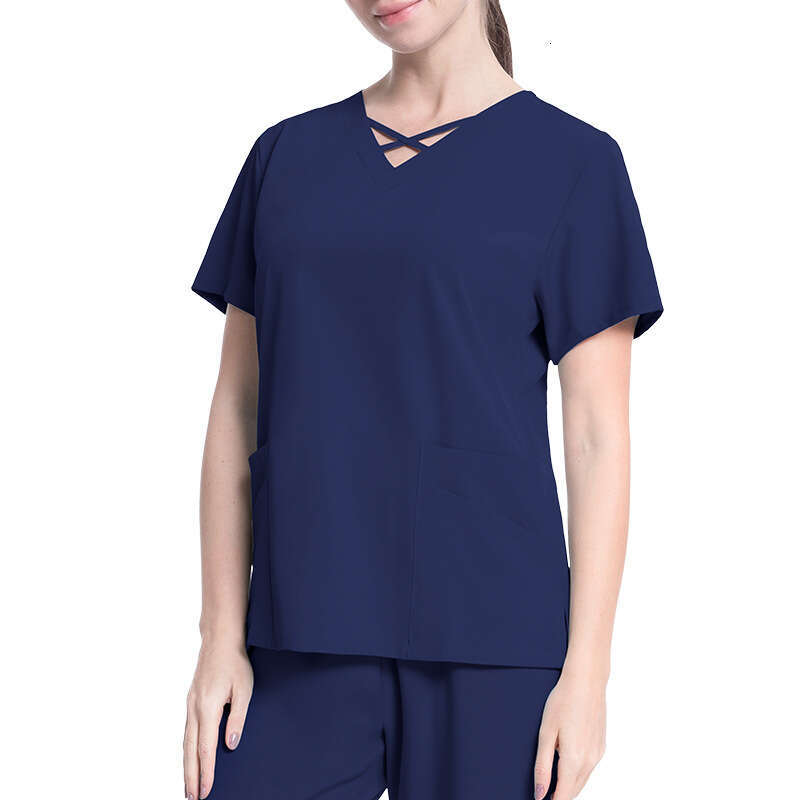 Niaa Hinn Scrub Set Scrubs for Women Uniform Undefined New Arrival New Product Gentle Wind French Solid Printing Bifurcated Short Self-cultivation