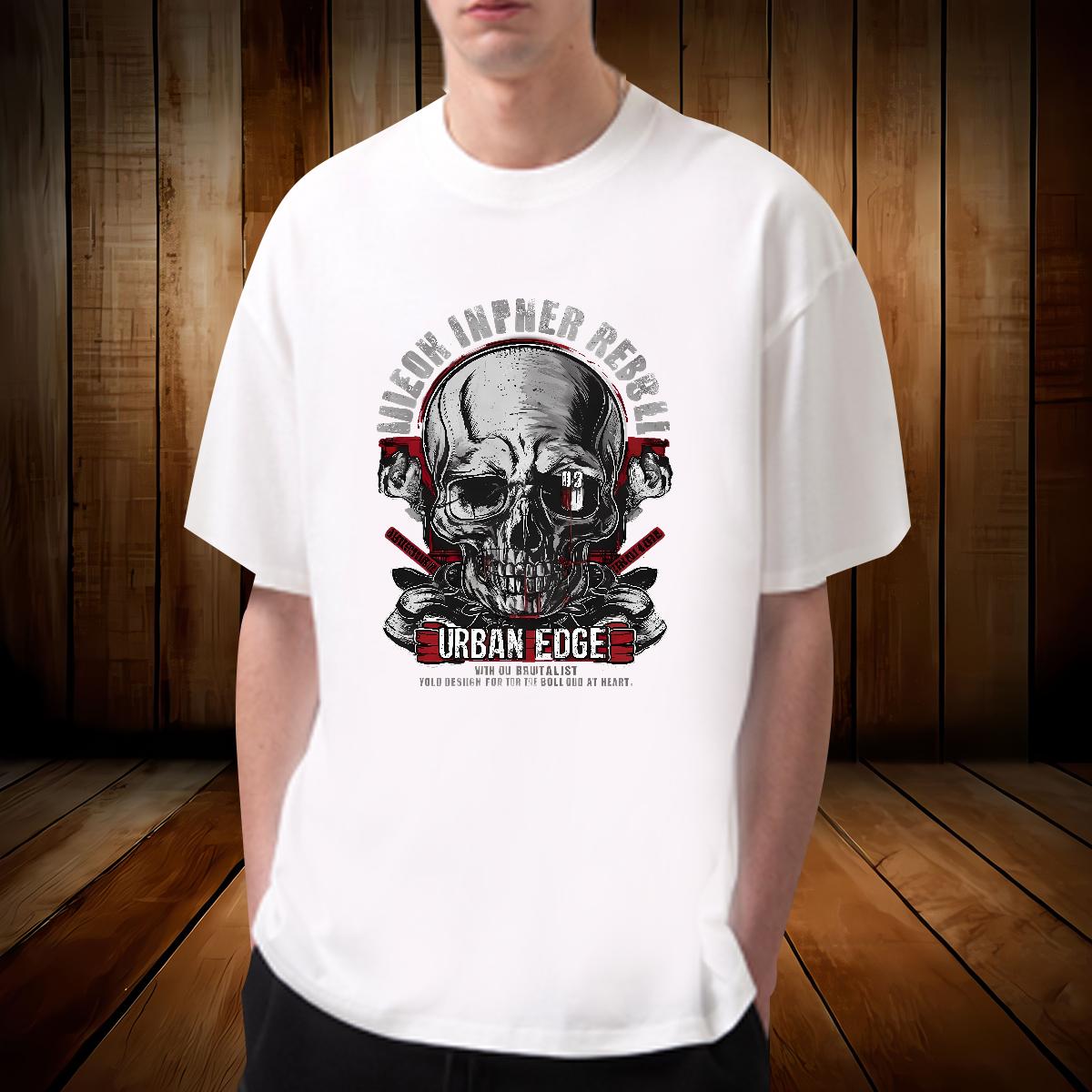 5A T Shirt For Man Skeleton 230g 100% Cotton Home Outdoor Breathable Short Sleeve Men Clothes T-Shirt Wholesale Cartoon Printing S-4XL Top Tees