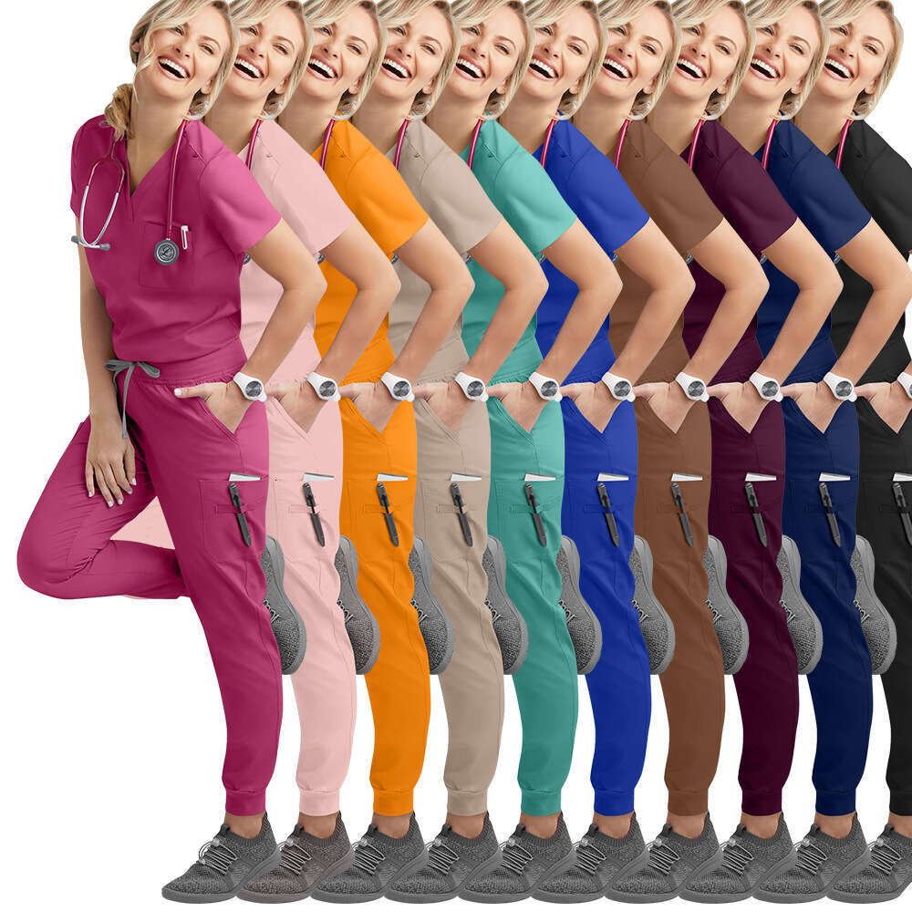 Niaa Hinn Scrubs for Women Uniform Zip Up Scrub Set New Product New Arrival Long French Gentle Wind Washable Non-ironing Versatile Business Affairs Li