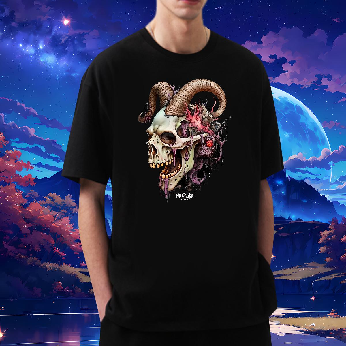 Fashion Design T-Shirts Skeleton 230g 100% Cotton DIY Printed Anime Printing Street Men Tops Tees Short sleeve Cotton Soft Loose Fit