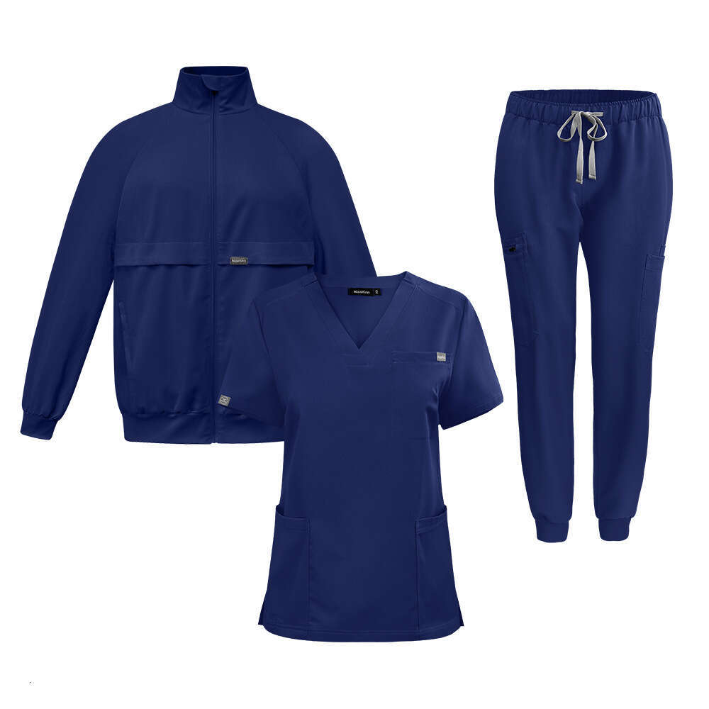 Niaa Hinn Scrub Set Zip Up New Product Washable Show Thinness High Elasticity Gentle Wind French Leisure Time Solid Versatile Temperament Short Linen 