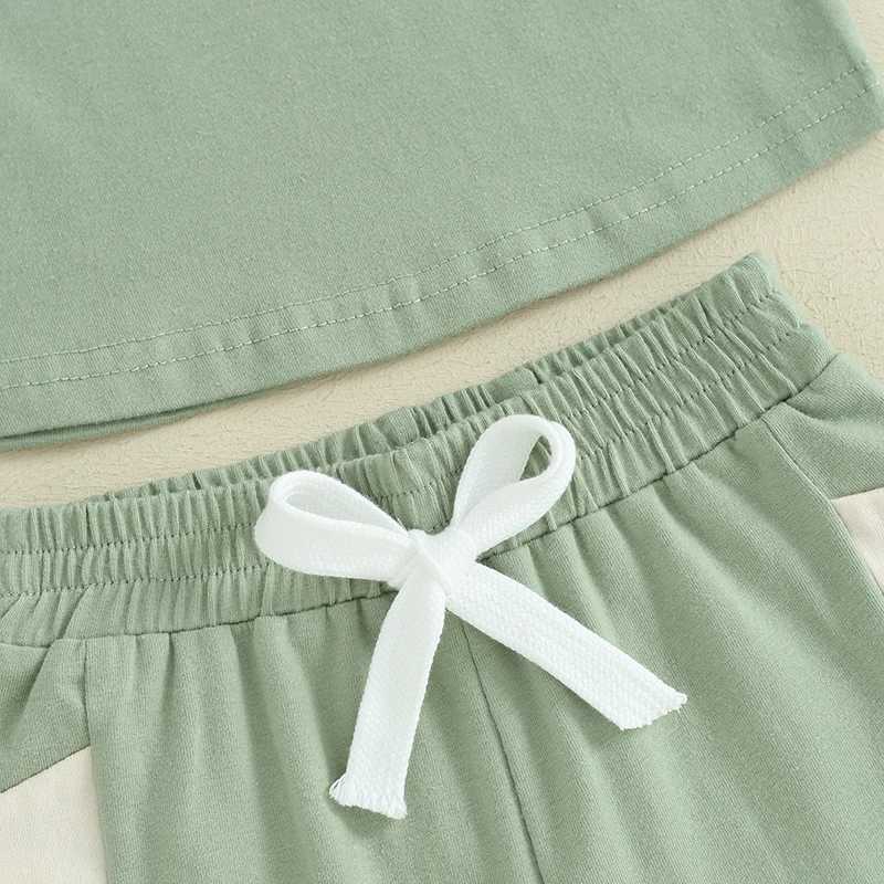 Clothing Sets Summer Clothing Set Toddler Clothes Set Kids Short Sleeve T-Shirt Contrast Colors Elastic Shorts Infant Baby boy Clothes suits