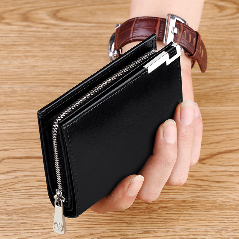 WILLIAMPOLO Men's wallet 100% Genuine Leather Wallets for Men Coin Purse Small Card Holder Male Walet Pocket Coffee Money