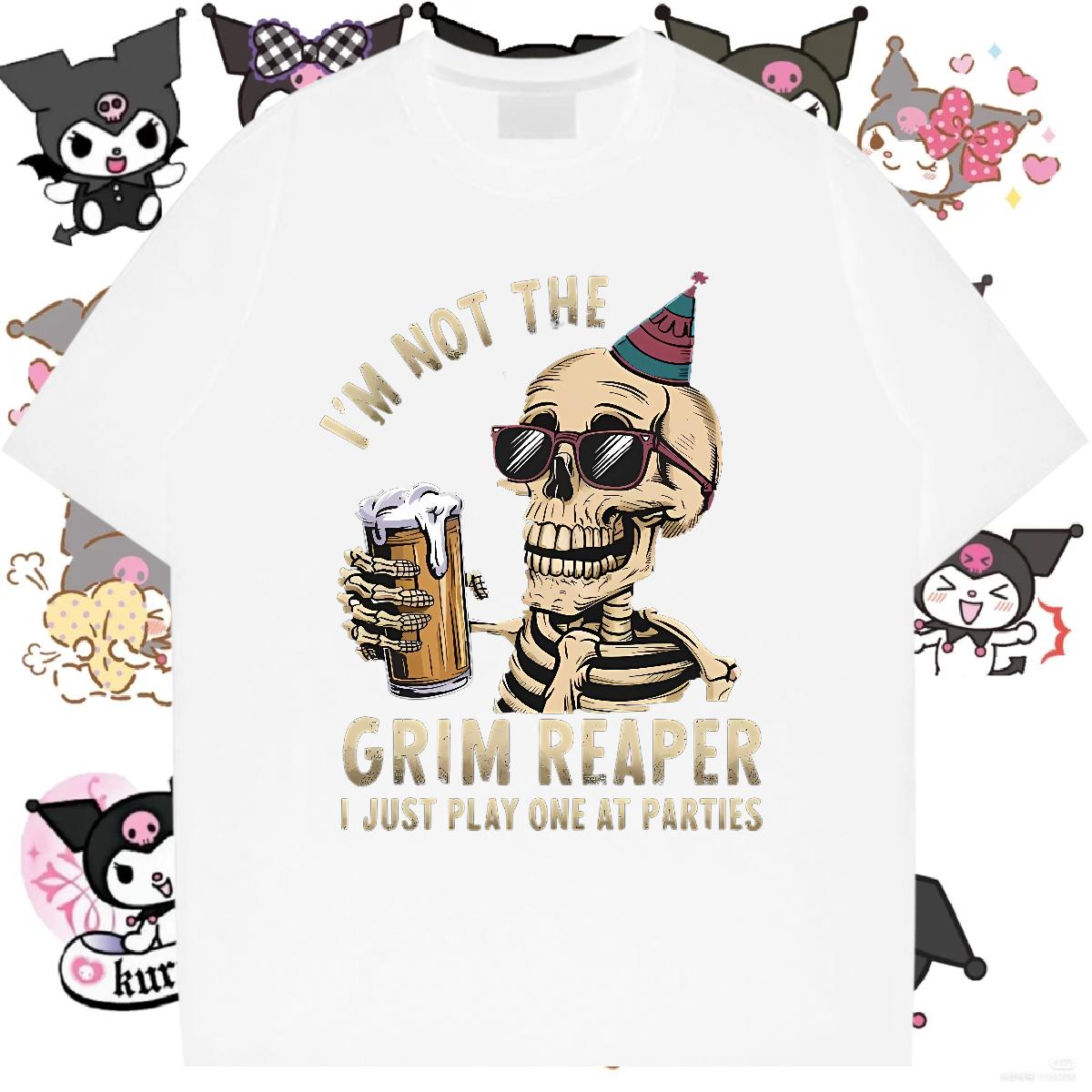 Brand Men Clothes T-Shirt Skeleton 100% Cotton 230g Breathable Crew Neck Cotton Hip Hop T shirt DIY Printed Designer Fashion Tee Shirt