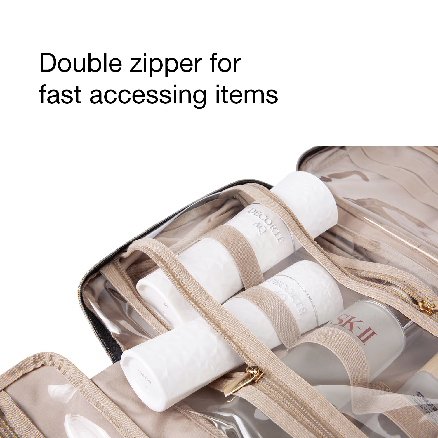 BAGSMART Toiletry Bag with Hanging Hook Water-resistant Makeup Bag Travel Organizer for Shampoo Full Sized Container Toiletries
