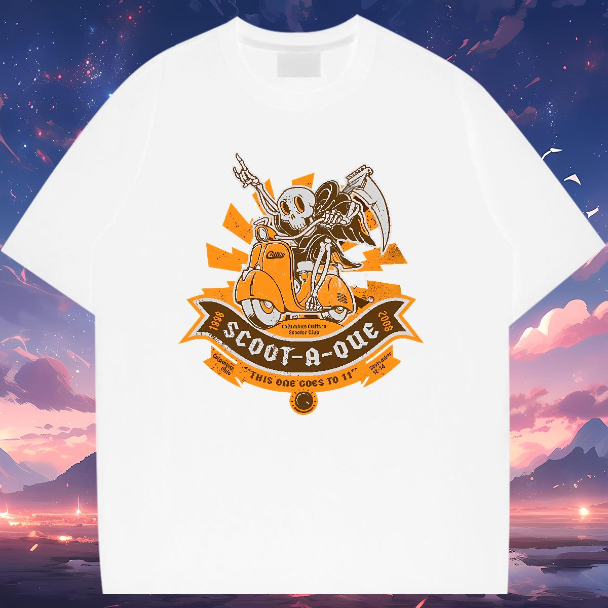 Fashion Casual Man T Shirts Skeleton 230g Cotton Skull Casual Beach Tshirt for Man Woman Breathable Short Sleeve Designer