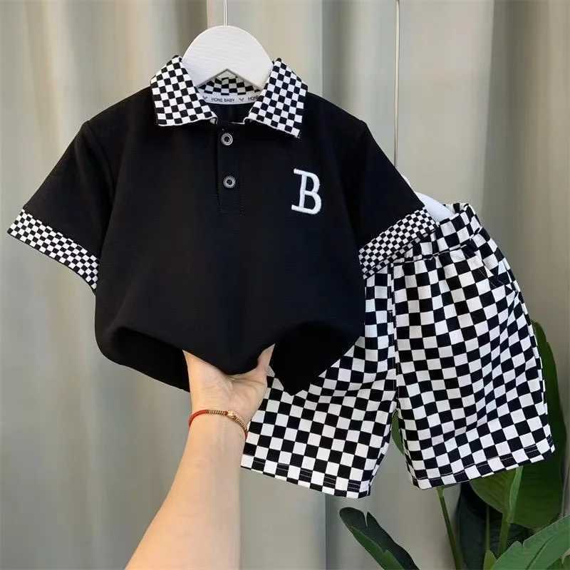 Clothing Sets Boys Summer Cool Polo Shirt Set New Childrens Fashionable Short sleeved Boys Baby Summer Clothes Explosive Street Clothes