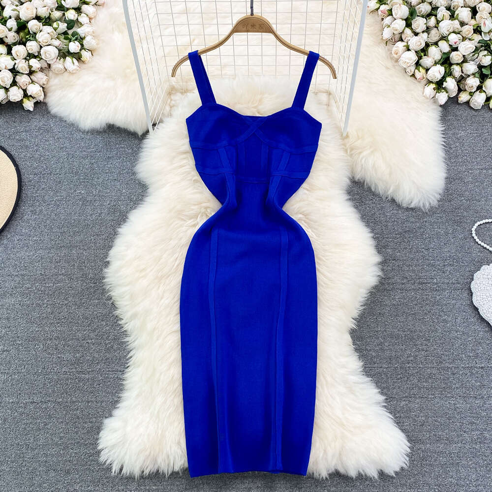 Pure Desire Style Long Camisole Women, Sexy Low Cut, Tight Fitting, Slimming, Sleeveless, Backless Knit, Buttocks Wrapped Dress for Summer BOHO DRESS