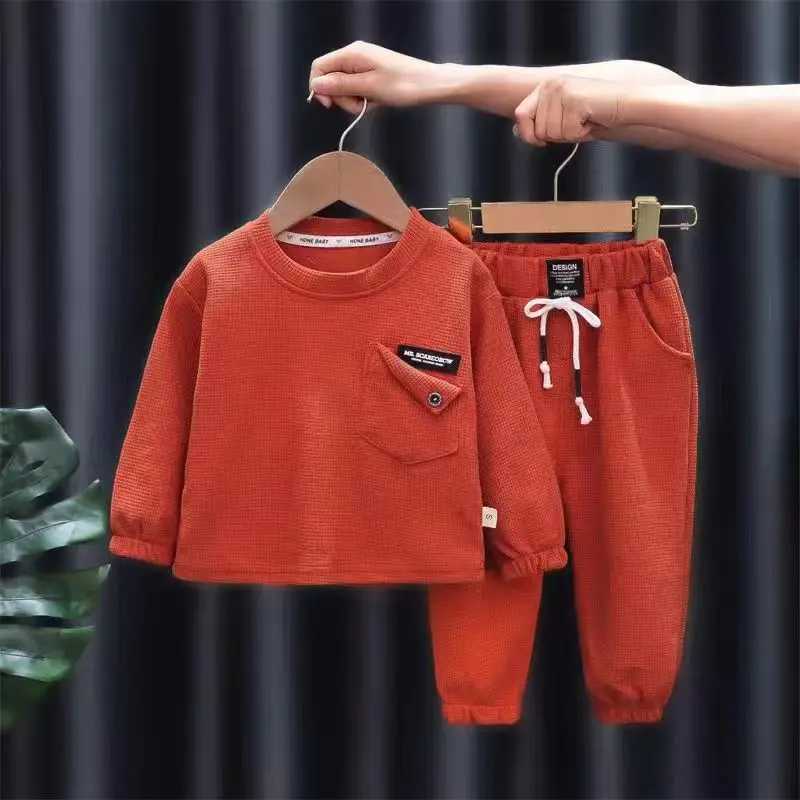 Clothing Sets Boys Spring And Autumn Set 2023 New Korean Edition Fashionable Baby Long sleeved Sweater Baby Clothes Two Piece Set Kids Outfits