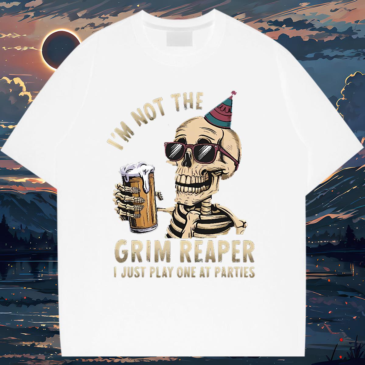 Wholesale Men Tees Skeleton 230g Cotton Short sleeve Cotton Soft Casual Daily Wear T-Shirts for Men Asian Size New Tees Shirts