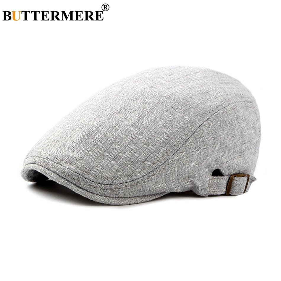 BUTTERMERE Mens Linen Flat Caps Adjustable Vintage Spring Summer Beret Hat Male Casual Style Gifts British Duckbill Hats 240716