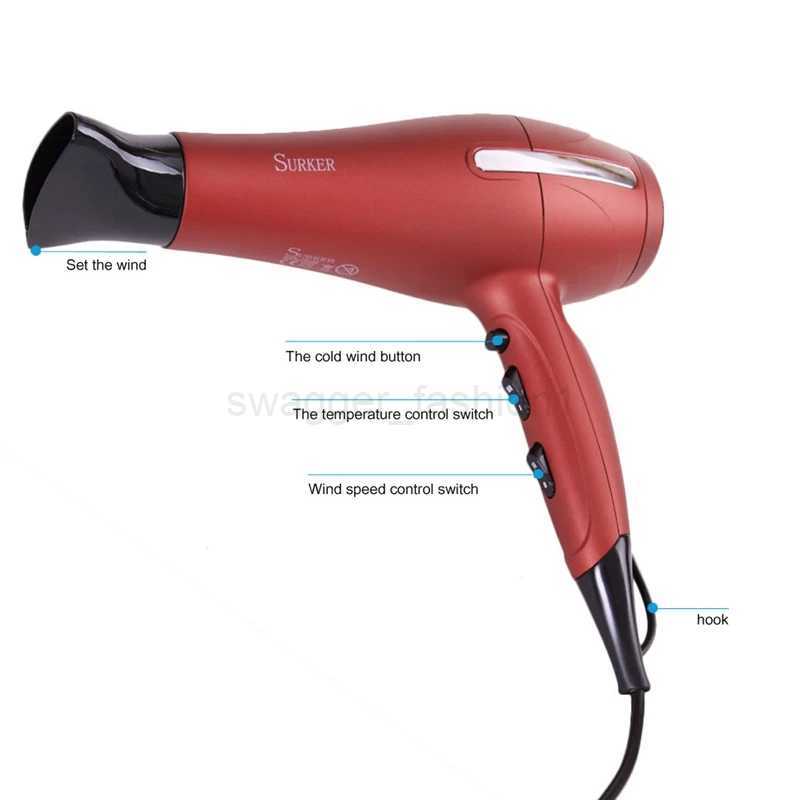 Surker Professional Anion Hair Dryer 2200W Hot Cold Wind Hairdresser Dryer Hair suszarka do wlosow DW-1407Bkl240717