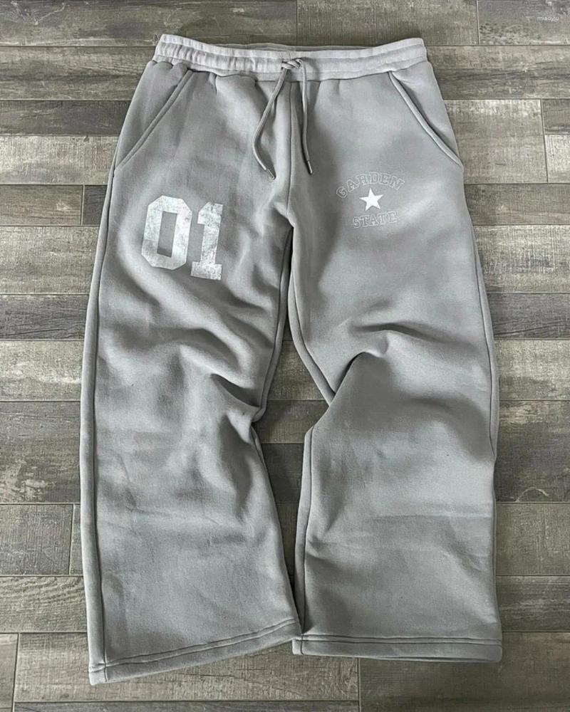 Men's Pants American High Street Retro Sweatpants Couples Sports Casual Running Training Straight Joggers Men