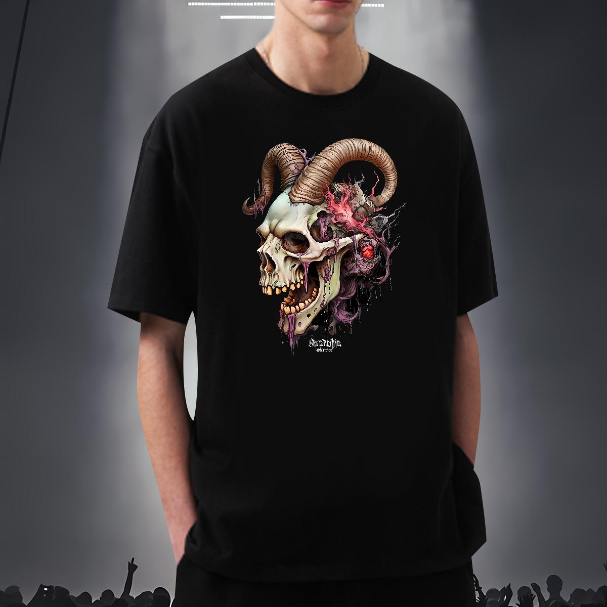 Stylist T Shirts Men Skeleton 100% Cotton 230g Custom Cartoon Daily Wear Men Tshirts Breathable Short Sleeve Brand