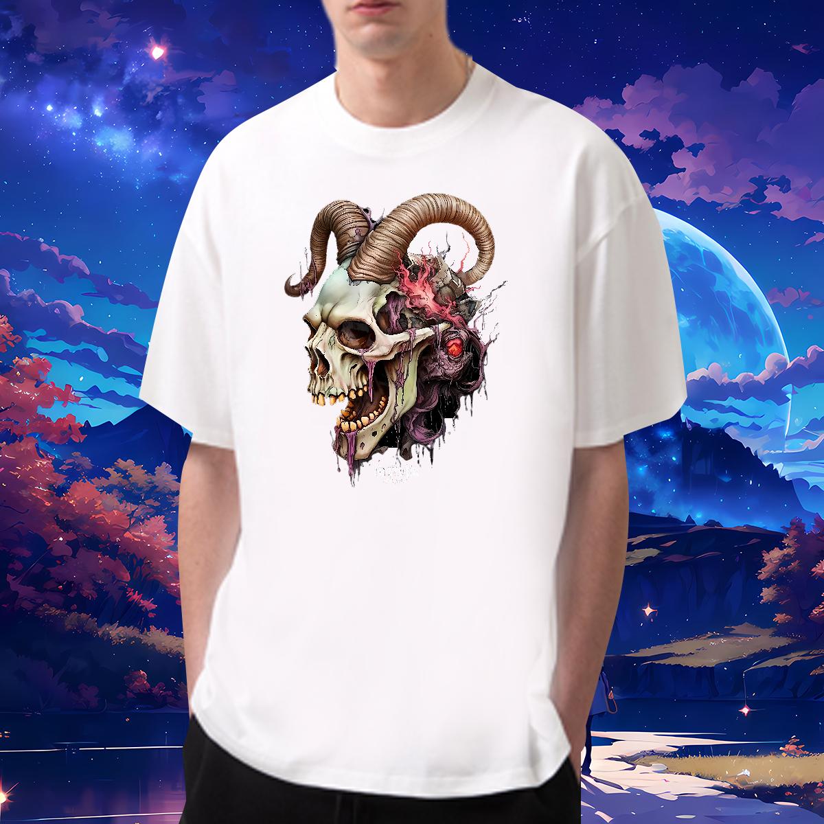 Fashion Design T-Shirts Skeleton 230g 100% Cotton DIY Printed Anime Printing Street Men Tops Tees Short sleeve Cotton Soft Loose Fit