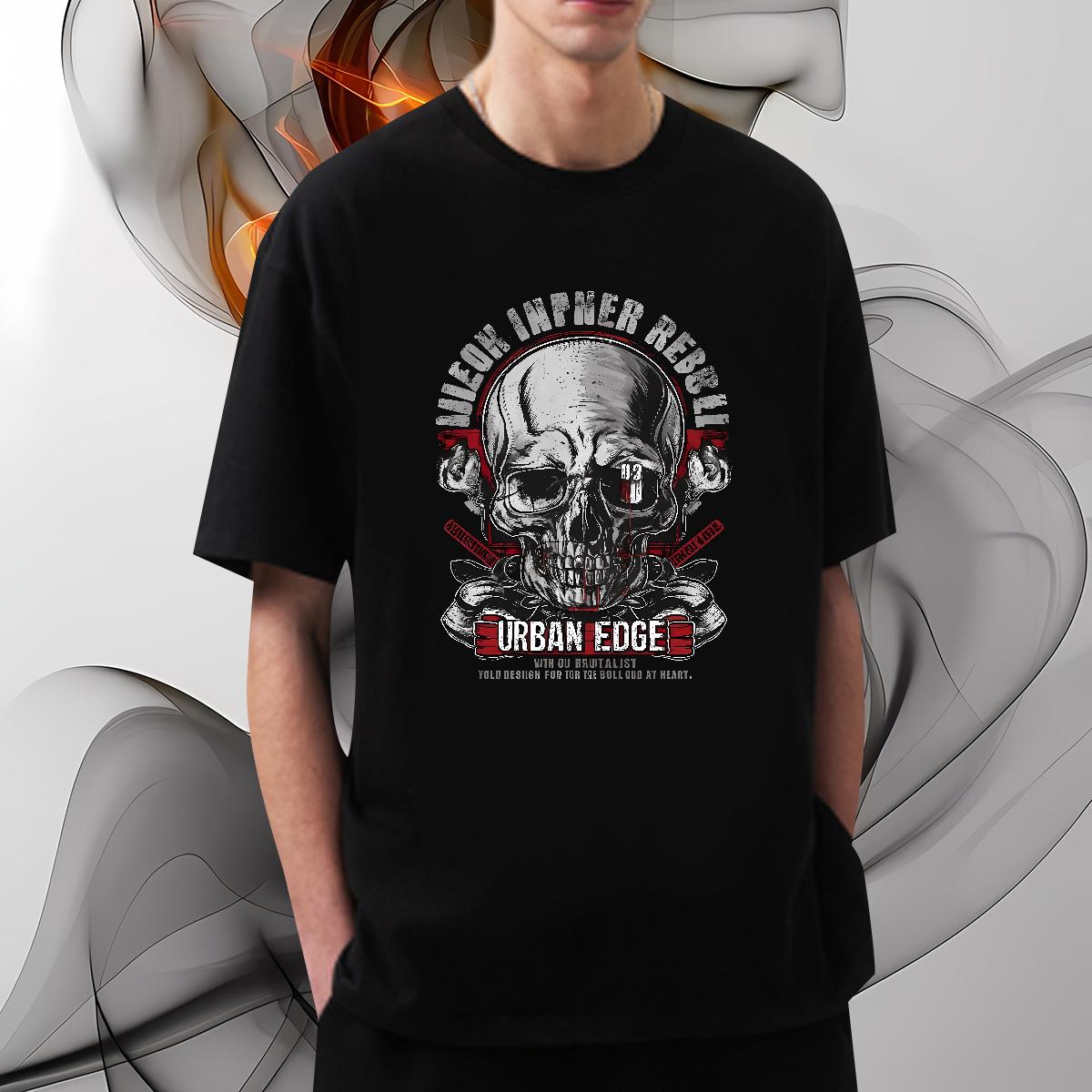 Loose T Shirt For Man Skeleton 100% Cotton 230g Anime Printing Street Breathable Crew Neck Couples T Shirts Fashion New Custom Print Plus Size Tees