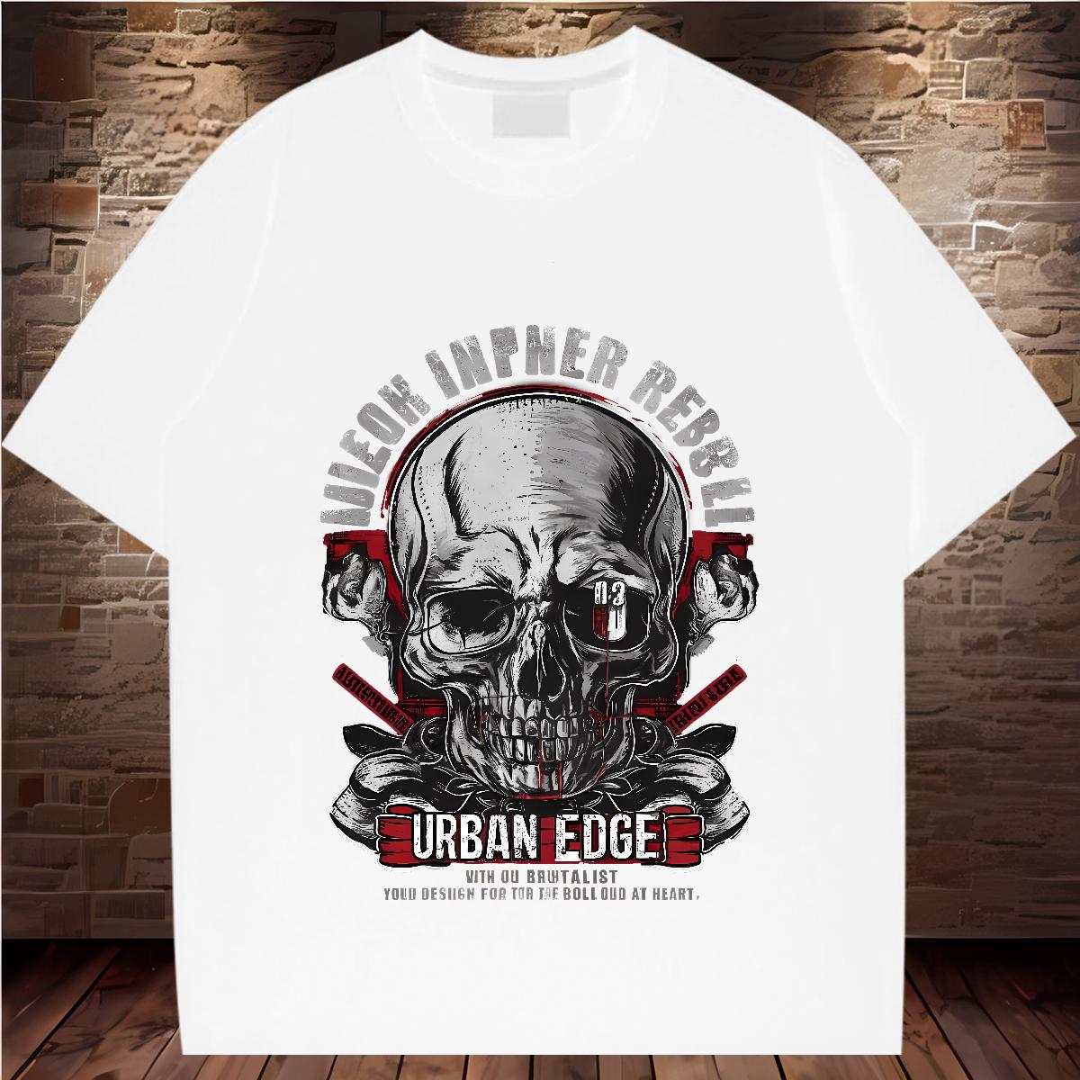 Cool Design Men Tops Tees Skeleton 230g 100% Cotton Round Neck Short Sleeve High Street Hip Hop T-Shirts Customized Print Fashion Design Top Tees
