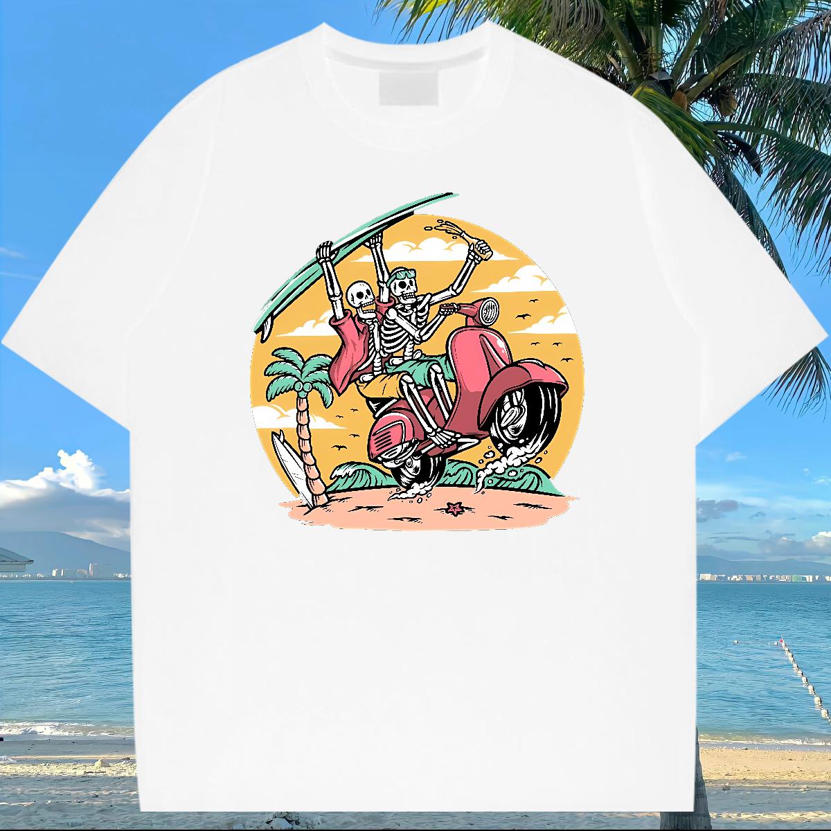 Designer Men Tops Tees Skeleton 230g Cotton Cotton Breathable Sport Mens T Shirts Custom Print Oversized Fashion Design Tees Shirts