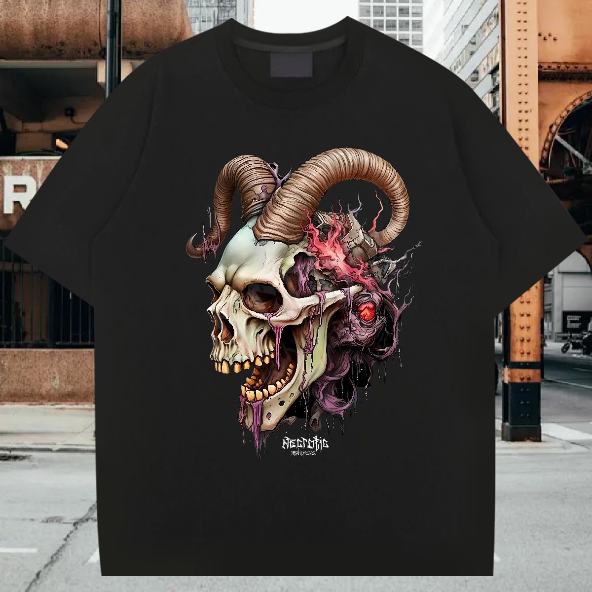 2024 DIY T shirt Skeleton 230g Cotton DIY Logo Oversized Men Clothes T-Shirt Summer Casual Breathable Crew Neck Cotton High Quality Top Tees