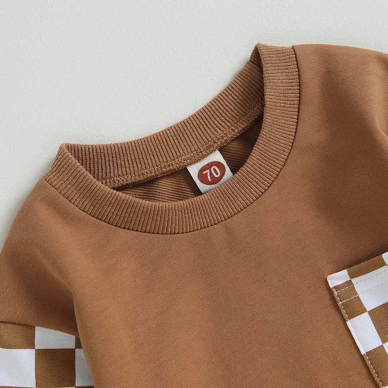 Clothing Sets 0-3Y Infant Newborn Baby Boy Clothes Checkerboard Patchwork Sweatshirts And Pants 2pcs Outfit Cotton Baby Autumn Clothing Sets