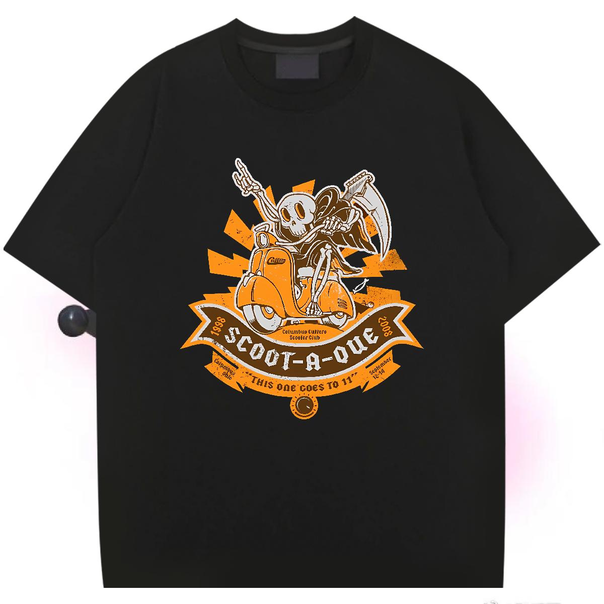 Customized Mens T Shirts Skeleton 230g 100% Cotton Graphic Men Tops Tees Street Wear Breathable Short Sleeve Comfortable Polos