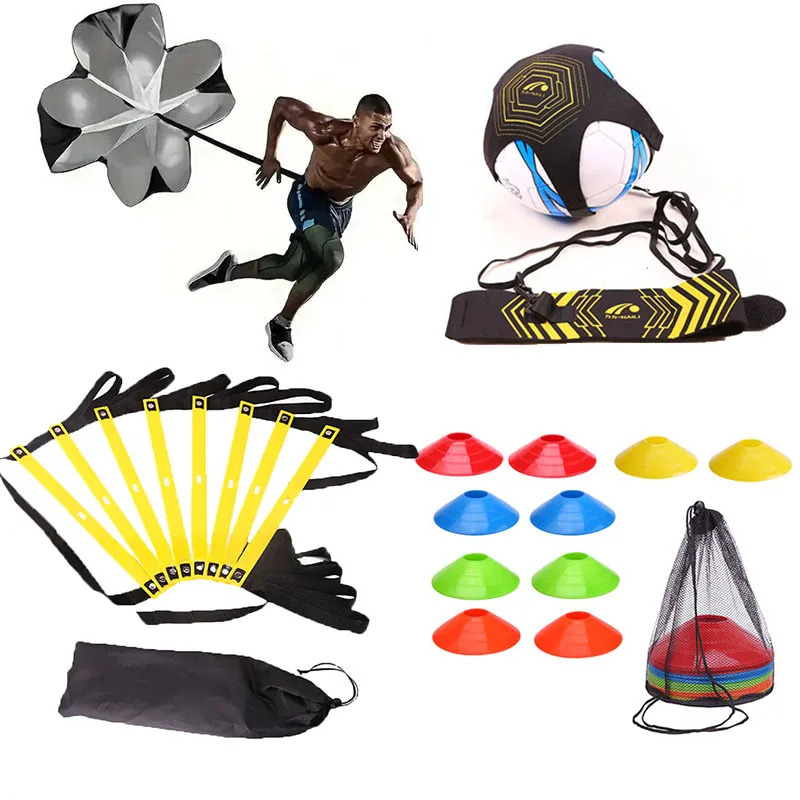 Football Speed Agility Ladder Soccer Ball Juggle Bag Auxiliary Circling Training Belt Football Disc Cones Resistance Parachute 240715