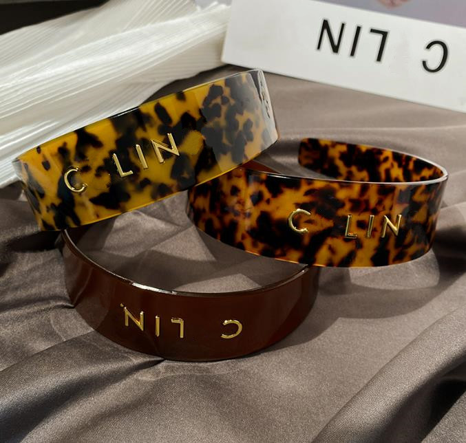 designer wide headbands Luxury Acrylic letters acrylic vintage black brown headband hair Accessories hoop wrap hairwrap Hair Jewelry gift z250430