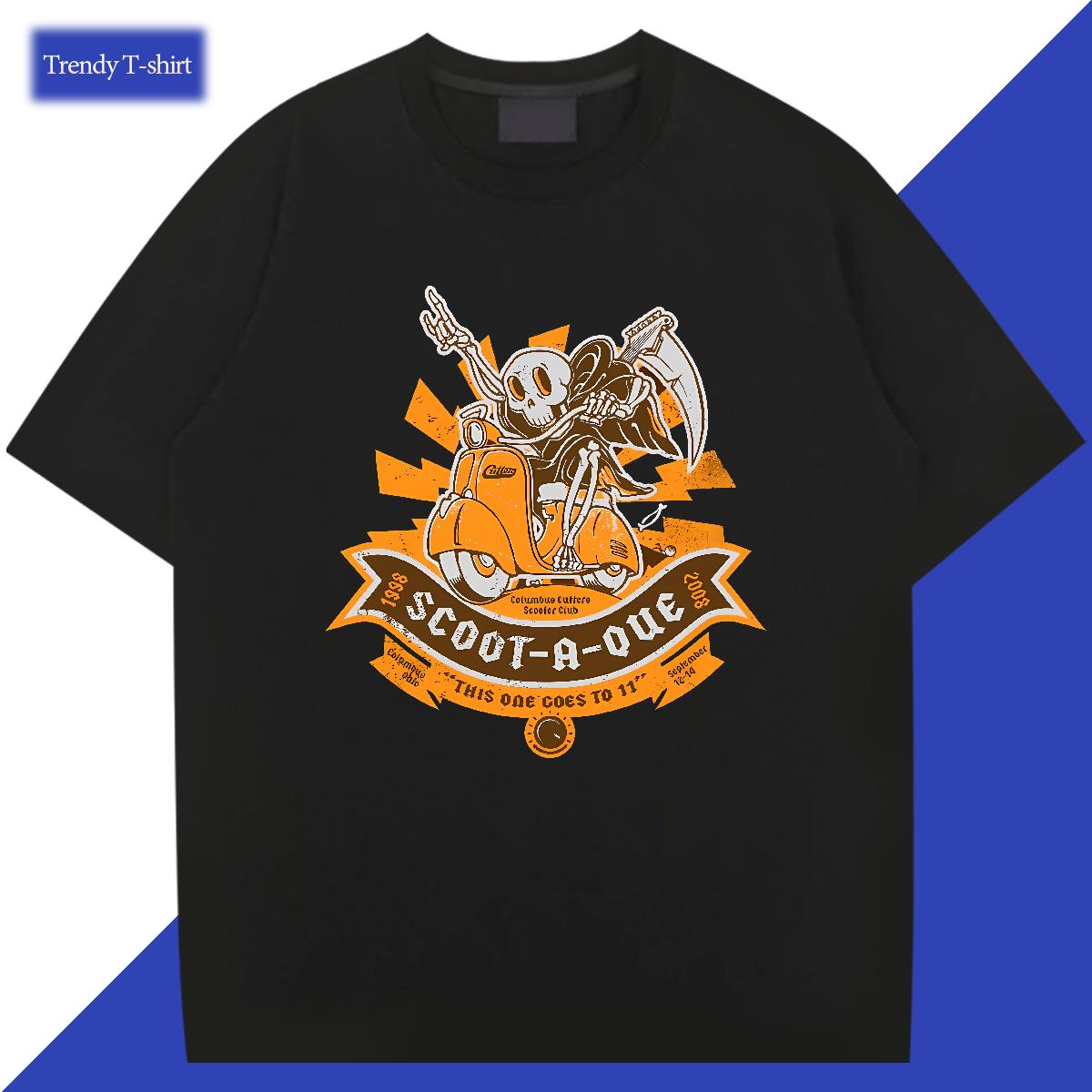 2024 Designer T-Shirts Skeleton 230g Cotton Cartoon Printing S-4XL Mens Tshirts High Street Hip Hop Cotton Breathable Soft Popular Tee Shirt