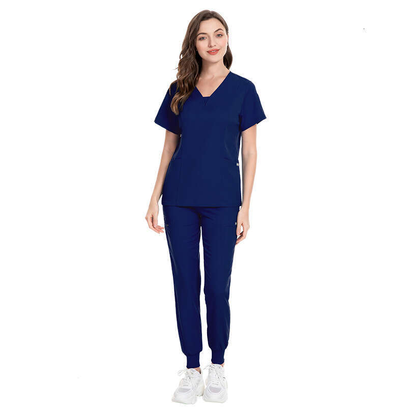 Scrubs for Women Uniform Two Piece Set Women Scrubs Zip Up New Product Gentle Wind Washable New Pattern Popular Loose Short Linen Bifurcated Temperame