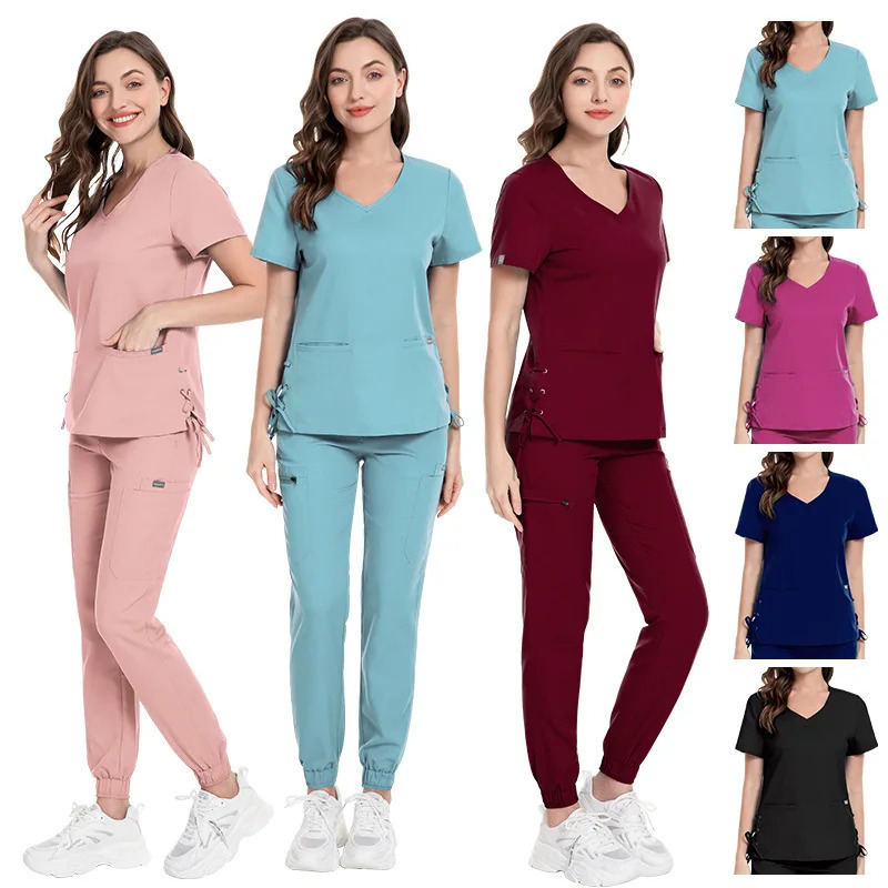 Slim Fit Uniforms Women Scrubs Sets Doctors Nurse Accessories Hospital Dental Clinic Beauty Salon Pet Shop Work Clothes 240716