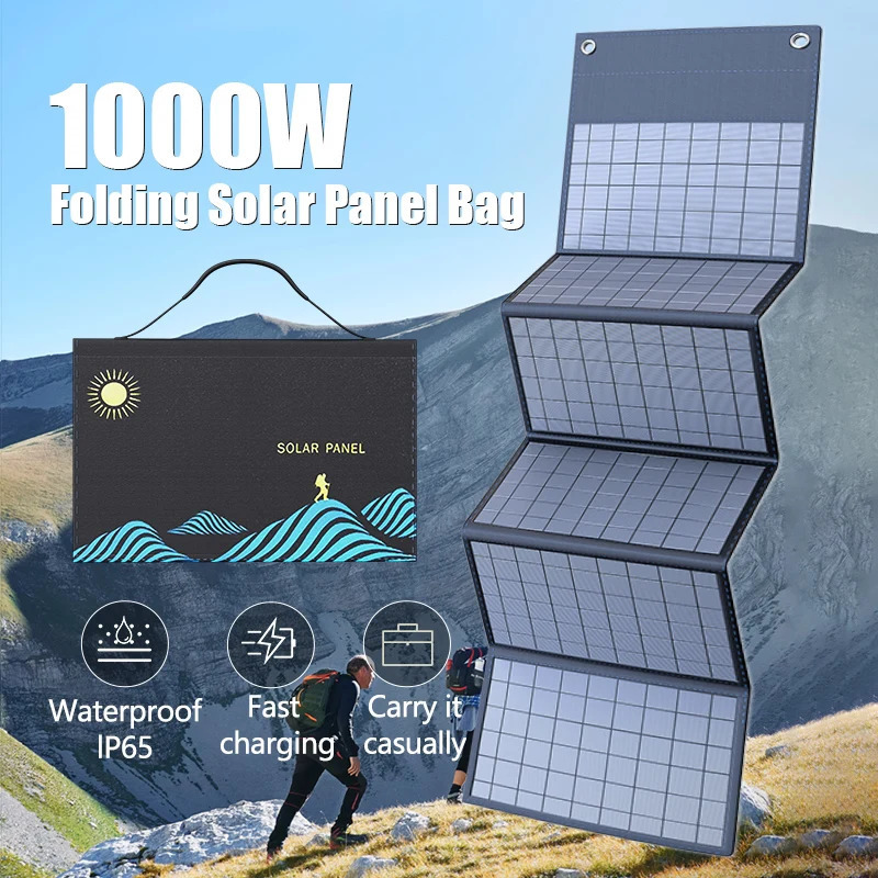 1000W Solar Panel Portable Folding Bag USBDC Output Charger Outdoor Power Supply for Home Mobile Phone Generator 240711