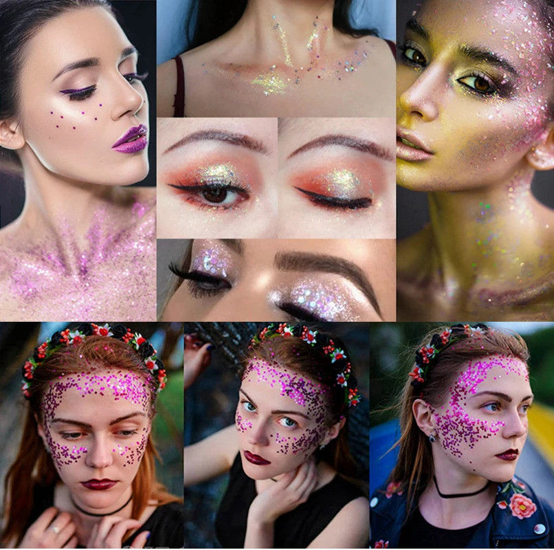 Holographic Cosmetic Lips Nail Art Body Christmas Party Chunky Glitter Solvent Resistant Polyester Glitter For Epoxy Resin 240715