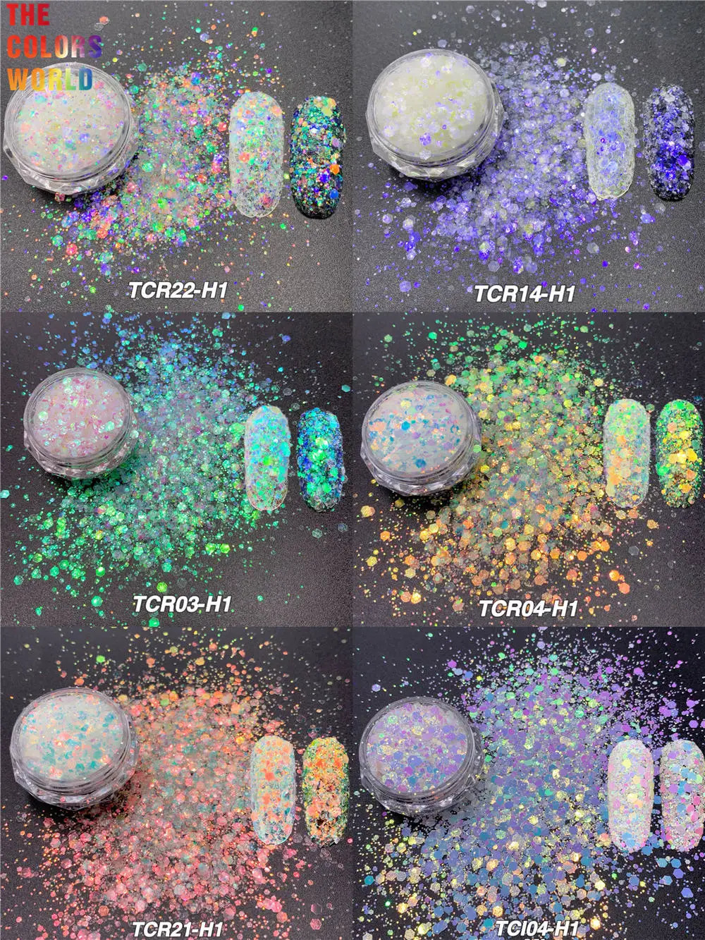 TCT-008 Mix Iridescent Rainbow White With Multiple Colors Glitter Nail And Art Makeup DIY Face Painting Holiday Decorations 240715