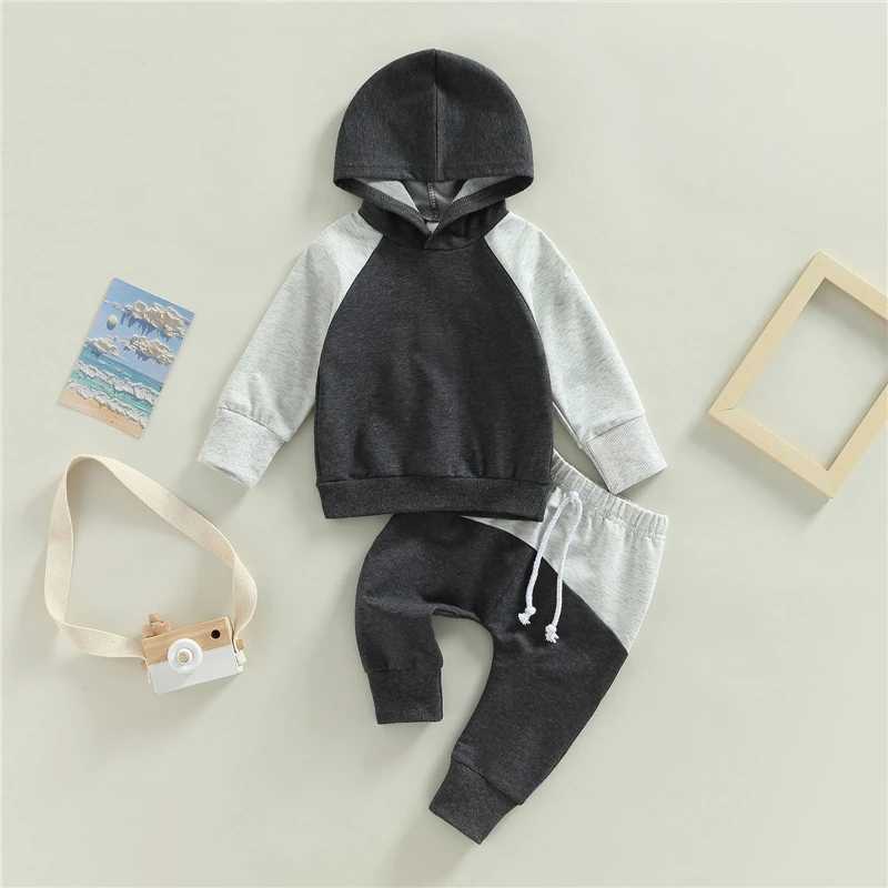 Clothing Sets Autumn Toddler Newborn Baby Boys Clothes Sets Long Sleeve Contrast Color Hoodie Tops+Drstring Long Pants Outfits